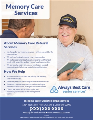 Memory Care Services Flyer