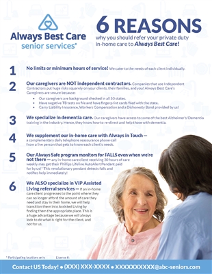 6 Reasons Home Health Flyer