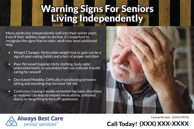 Warning Signs For Seniors Living Independently Handout