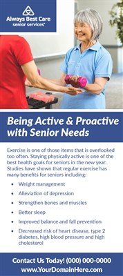 Being Active and Proactive with Seniors Needs Rack Card