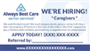 HIRING CAREGIVERS BUSINESS CARD W REFERRAL