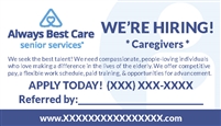 HIRING CAREGIVERS BUSINESS CARD W REFERRAL